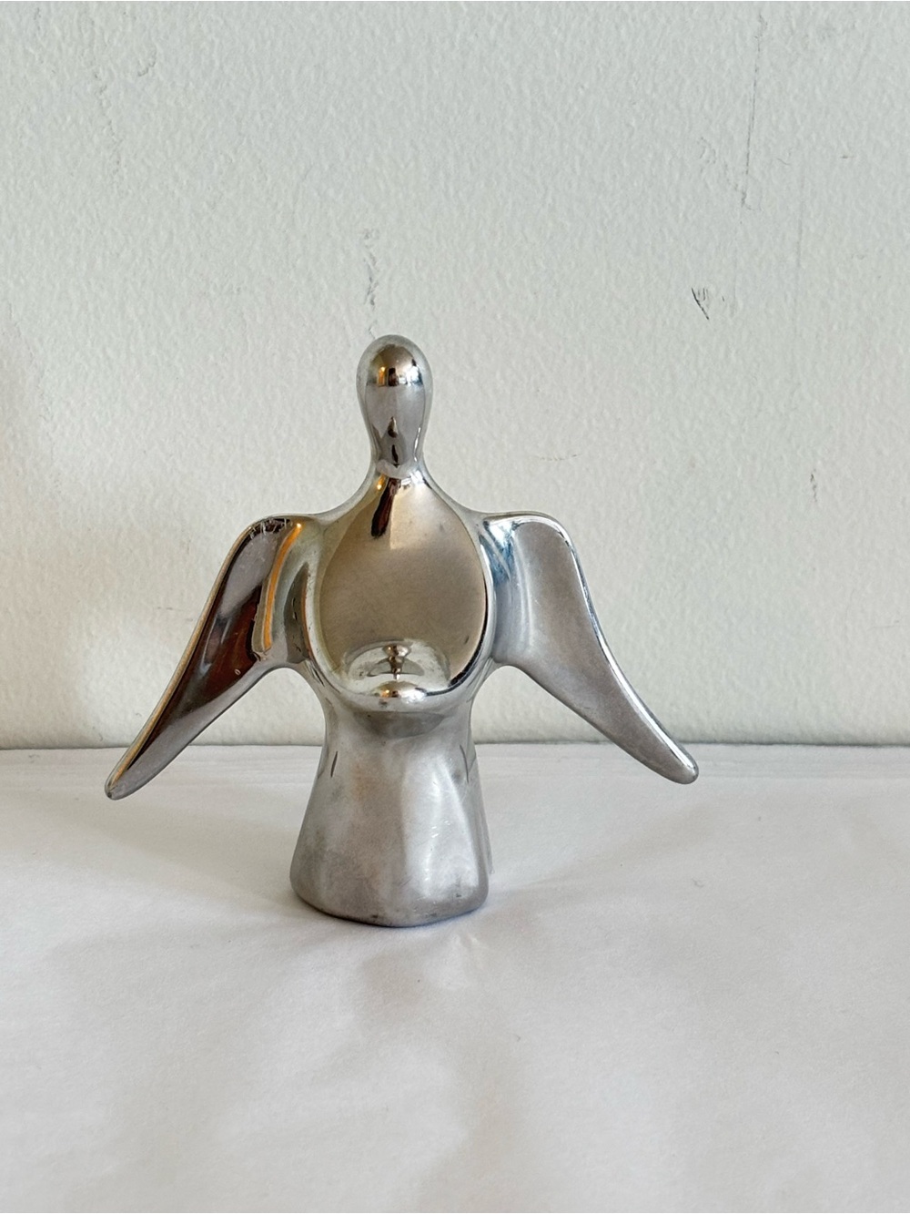 Vintage Hoselton Canada polished aluminum Angel Figurine Sculpture signed 1965